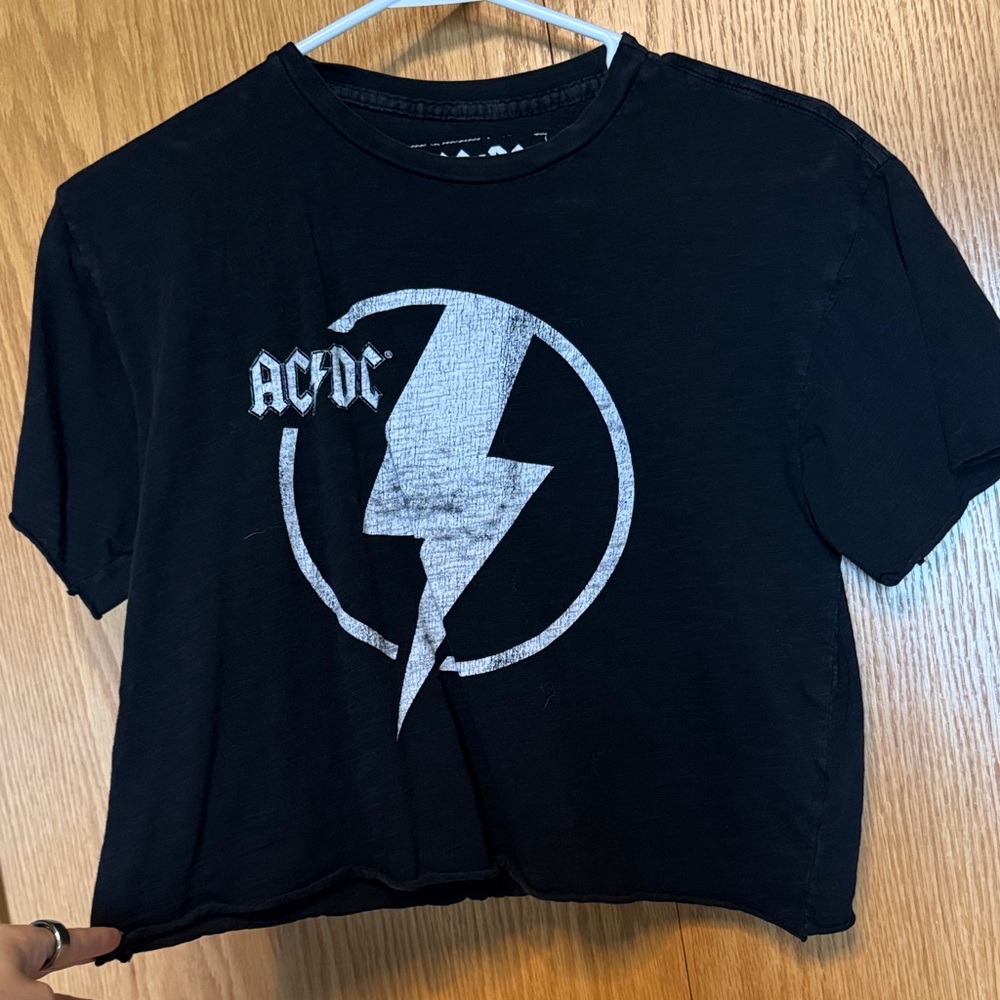 Original Retro Brand Black and White AC/DC Crop Top